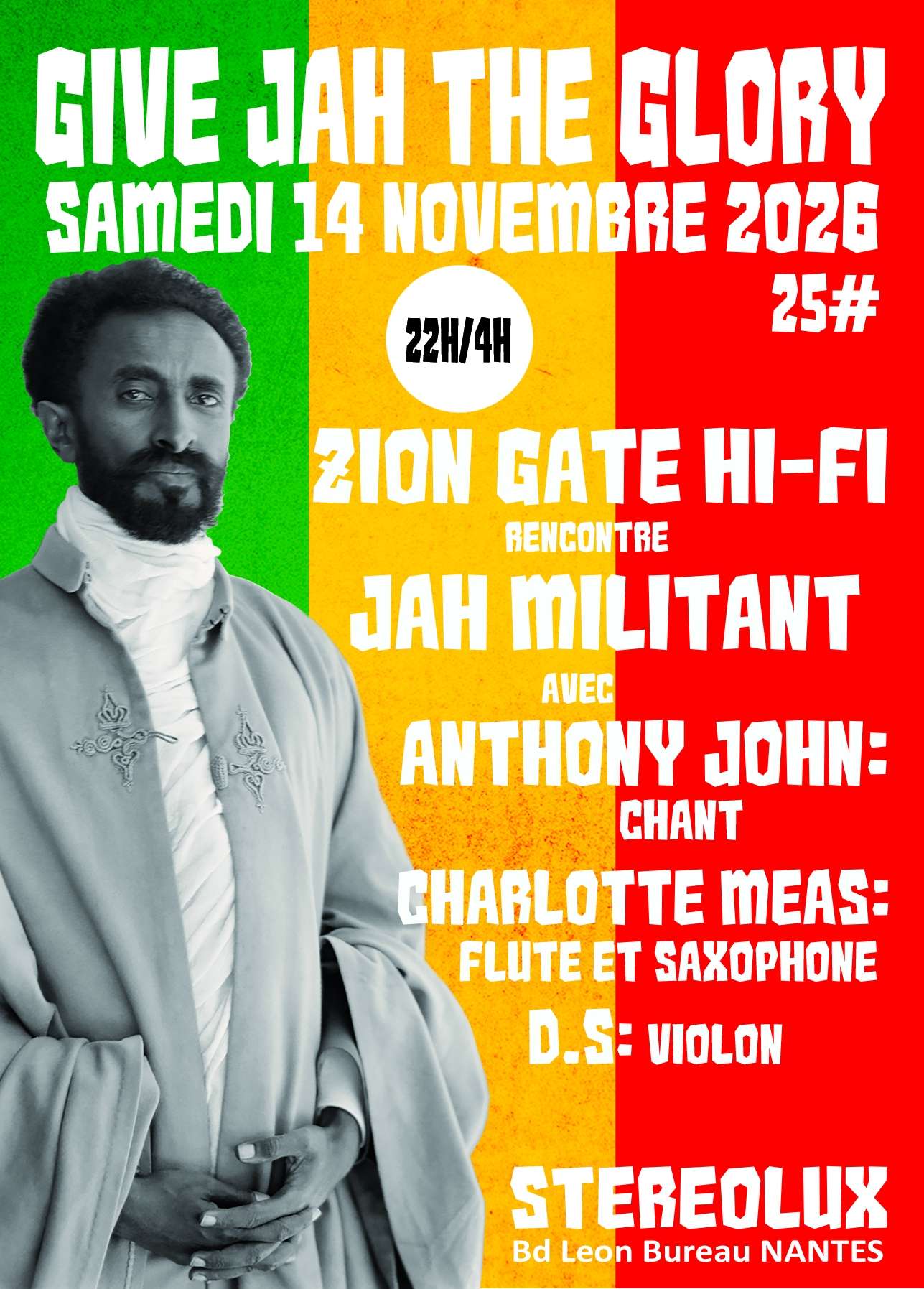 Give Jah the Glory Production Associative en concert au Stéréolux le Sam 14 nov